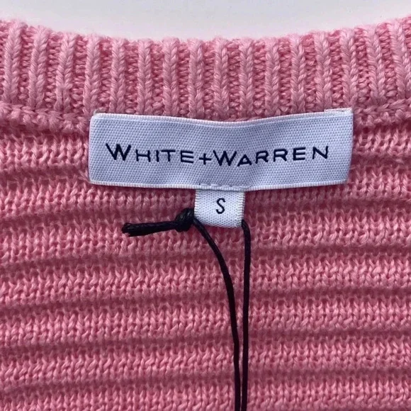 White + Warren Pink Linen Squareneck Sweater Womens Size Small NWT - Picture 8 of 9